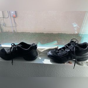 Black dancing shoes.